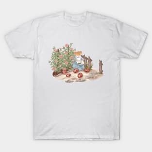 Vintage Floral Rose Design - Mouse Feeding Ladybugs T-Shirt